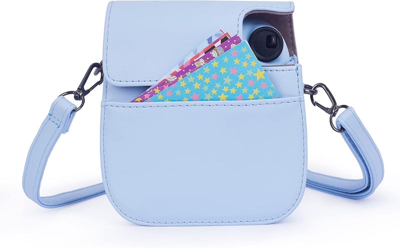 Phetium Instant mini 12 Camera Protective Case Compatible with Instax Mini 12 11,PU Leather Bag with Pocket and Adjustable Shoulder Strap (Pastel Blue) - Image 5